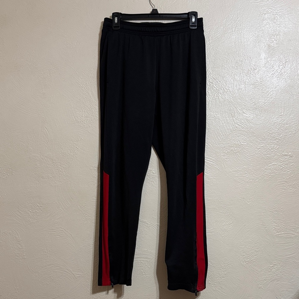 Athletic Works Men's Black Joggers with Red Stripes